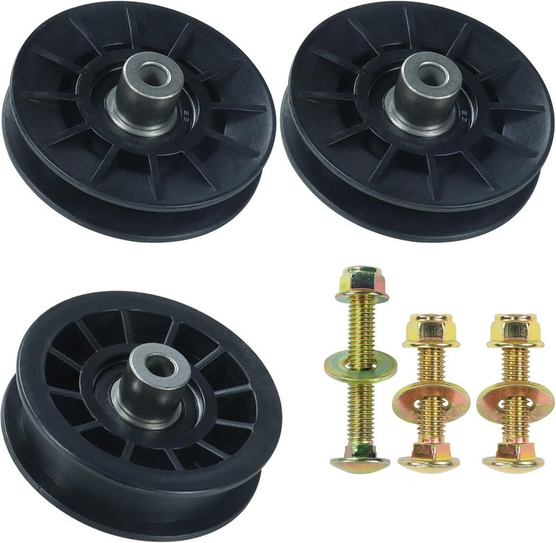 BOSFLAG 2 Pack 532194326 Pulley with 532194327 Pulley Replaces Craftsman 194326 Idler Pulley, 194327 Idler Pulley for Husqvarna YTH22v46, YTH20k46, LGT2654, YTH2348, YTH1542xp, YTH24v48 Ride Mowers - Image 1